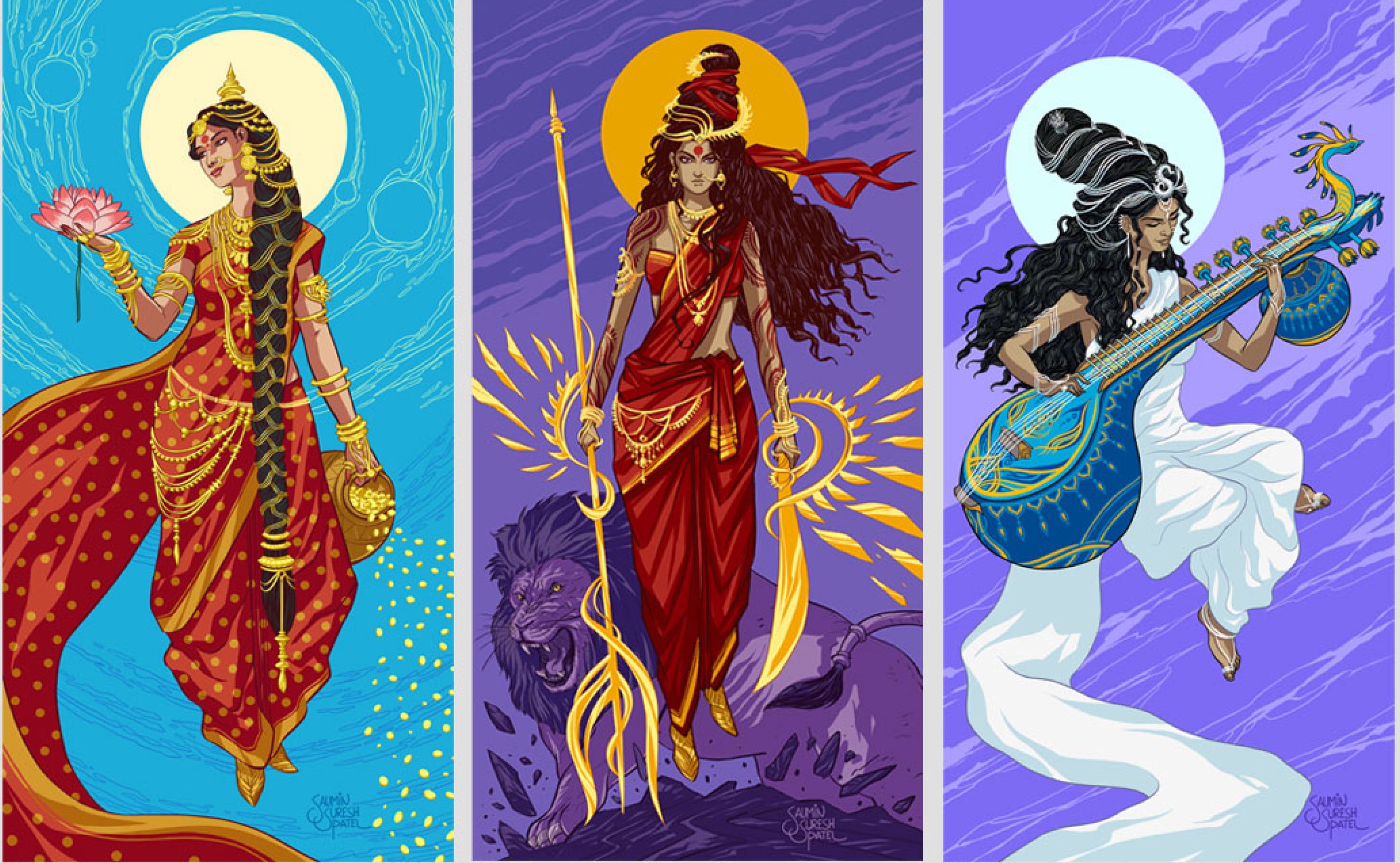 Godess Triptych- Saumin Suresh Patel